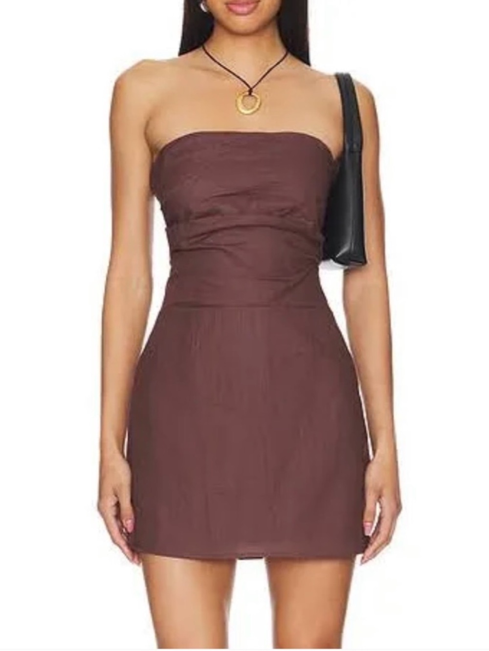 Strapless Brown A-Line Dress — Women’s Summer Tube Dress